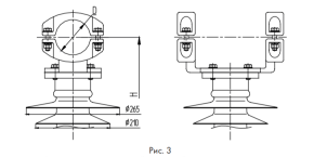 ШОП-Е для двойного крепления алюминиевой трубы на 330 кВ