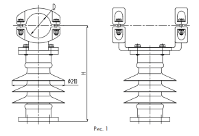 ШОП-Е для двойного крепления алюминиевой трубы на 10 кВ